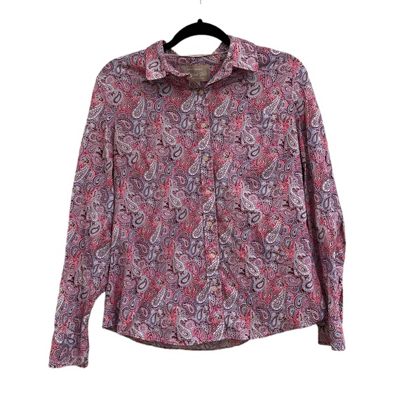Banana Republic Soft Wash Pink Paisley Long Sleeve Button Up Shirt Size Medium - Picture 1 of 6